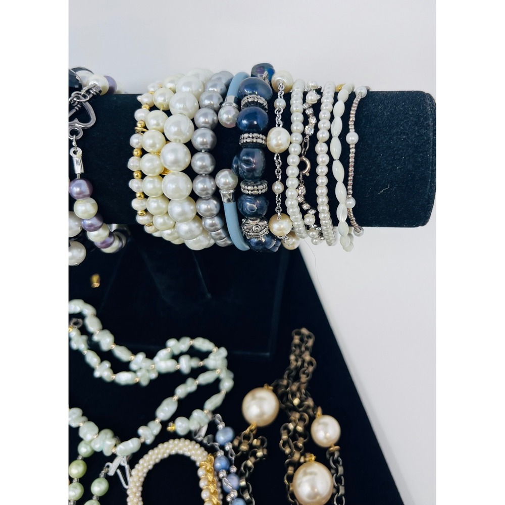 Vintage to Modern Pearl Necklace & Bracelet Gold & Silver Tone Beaded Lot of 30 - Picture 15 of 16